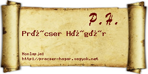 Prácser Hágár névjegykártya
