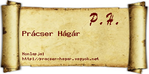 Prácser Hágár névjegykártya